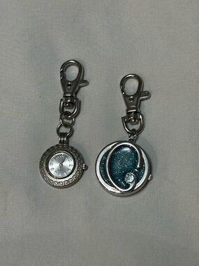 Silver Toned Keychain Watch Bundle